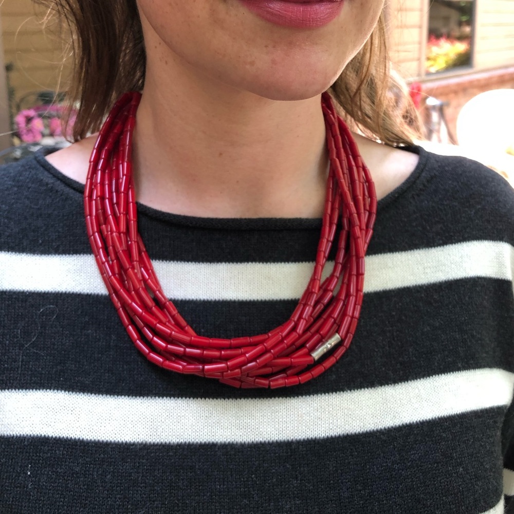 10 strand red coral necklace